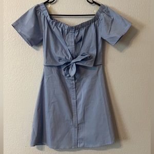 baby blue off the shoulder mini dress. size M. never worn